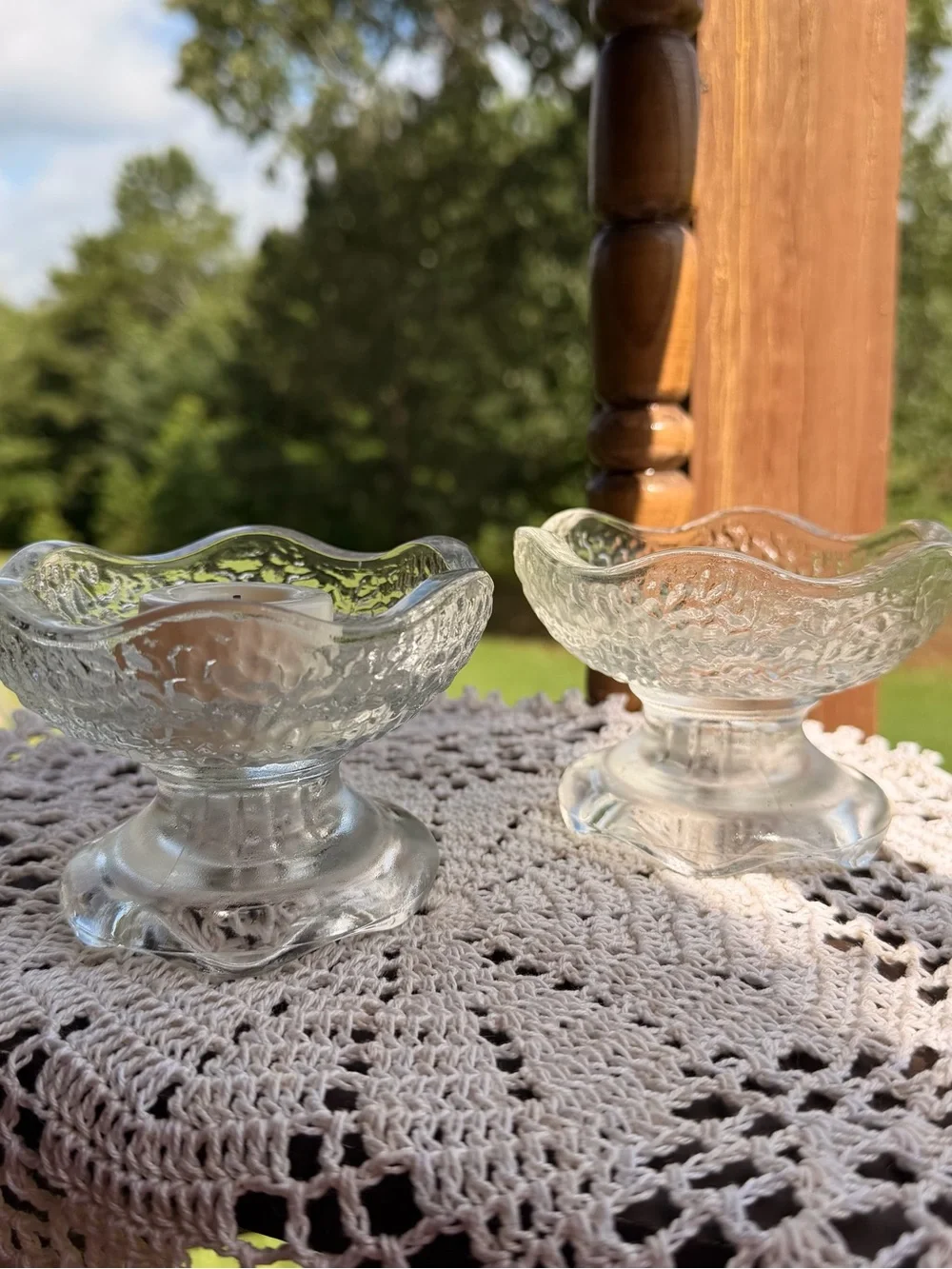 Pebble Glass Tea Light Candle Holders - Set of 2